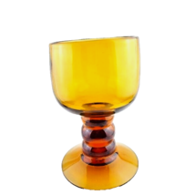 Amber Extra Large Footed Glass Art Glass - £20.23 GBP