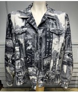 Parsley &amp; Sage Womens Gray &amp; Black Abstract NY City Boho Button Up Jacke... - $552.52 MXN