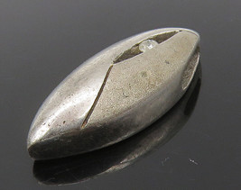 925 Sterling Silver - Vintage Genuine Diamond Pointed Oval Pendant - PT11943 - £60.85 GBP