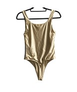 House Of Harlow Bodysuit Womens XS Tan Marbled Satin Square Neck Classic - $34.46