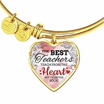 Express Your Love Gifts The Best Teachers Teach from The Heart Heart Bangle Stai - £35.57 GBP