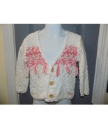 Roxy Girl Jesper Out Pink/White Knit Cardigan Sweater Size 2 Girl&#39;s NEW - $55.01 CAD