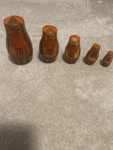 Russian Nesting Dolls 5 Babushka Matryoshka Orange Wooden Old Man Hand Painted - £29.74 GBP