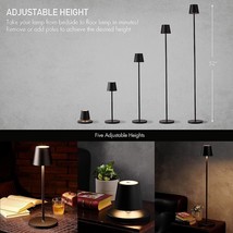 Dimmable Floor Lamp Modern LED Adjustable Cordless Rechargable Touch Table Black - £50.64 GBP