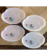 Lot (4) FEDERAL GLASS Atomic Flower Space Age Milk Glass 10&quot; Patio Snack... - $27.45 CAD
