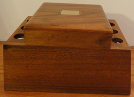Vintage Decatur Humidor 6 Tobacco Pipe Walnut MCM holder stand - £35.97 GBP
