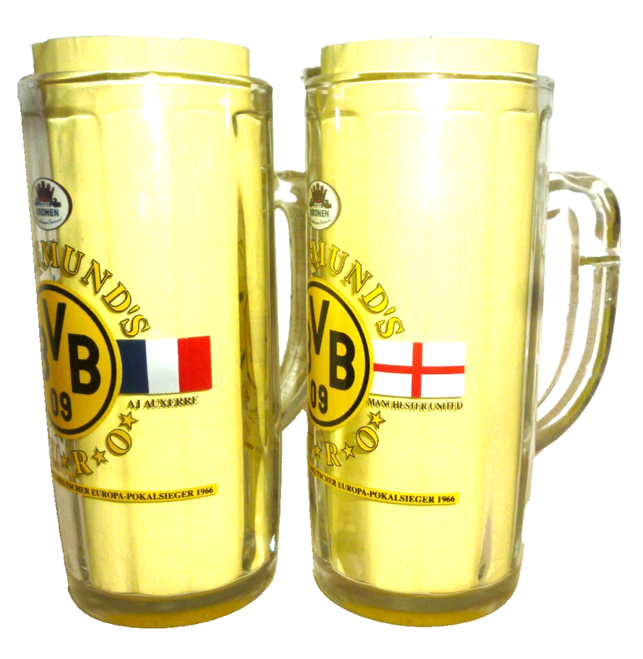 2 Kronen BVB Borussia Dortmund Soccer Champions 1966 German Beer Glass Seidels Item image 2