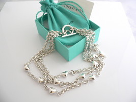 Tiffany &amp; Co Silver Heart Link Toggle Necklace Link Chain Gift Pouch Lov... - £636.41 GBP