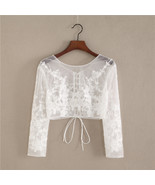 White Lace Crop Tops Wedding Bridal Custom Plus Size Floral Crop Lace Sh... - $84.76 CAD