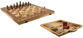 Large 15&quot; Folding Wooden Backgammon, Chess, Checkers Set (discounted), Open Box - £19.97 GBP