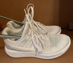 Nike LunarEpic Flyknit 2 Running Shoes Womens 7 White Pure Platinum Trainer - $55.99