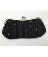 ZONE 88 Jeweled Kiss Lock Clutch Handbag Black Satin 22in Chain Strap Ev... - $369.05 MXN