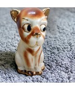 Vintage Japan Side Eye Puppy Dog  Figurine Brown W/ Gold Accents Darling - £14.15 GBP