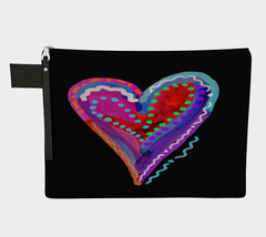 Colorful Abstract Art Heart on Canvas Wristlet Clutch Purse Carry All Pouch Bag - £35.88 GBP