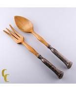 Antique Monogramed Edwardian Salad Serving Set Sterling Silver Handles &amp;... - $1,907.13 MXN