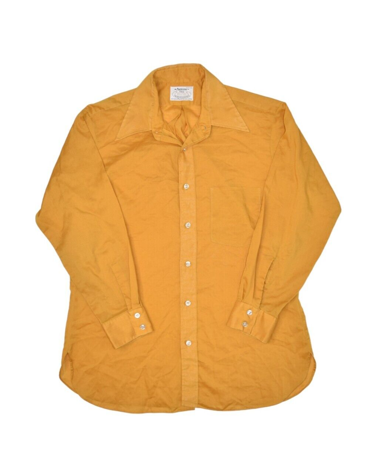 Primary image for Vintage Arrow Shirt Mens M Gold 70s Button Up Shirt Traditionals Point Collar