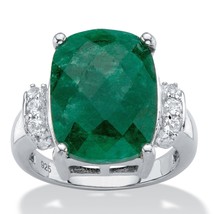 PalmBeach Jewelry Emerald-Cut Silver Genuine Emerald and White Tanzanite Ring - £87.90 GBP