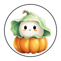 30 Cute Halloween Stickers Envelope Seals Labels 1.5&quot; Round Ghost Pumpkin - £5.98 GBP