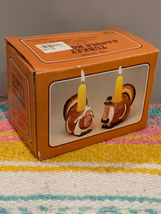 Turkey Taper Candle Holder Set-NEW in Box Figural Vintage Thanksgiving C... - $12.38