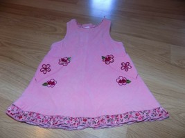 Size 24 Months Bonnie Baby Pink Corduroy Jumper Dress Floral Embroidery EUC - $14.00