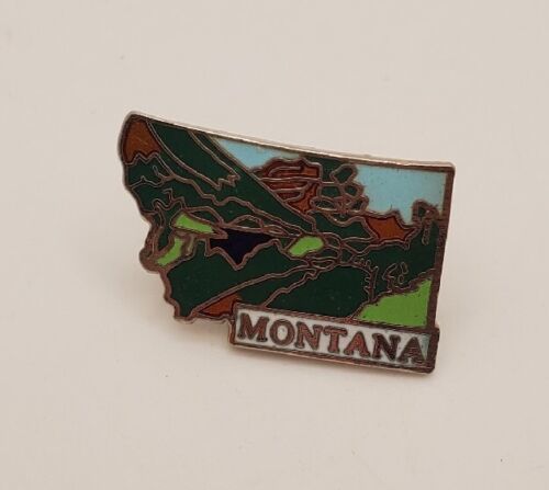 Montana State Shaped Lapel Hat Travel Souvenir Pin Mountains Forest - $14.65