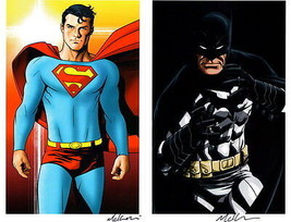 2 Print DC Comics / JLA Art SET ~ Superman &amp; Batman by Mike McKone SIGNED - $39.59