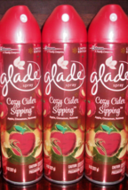 (3) Glade Spray Cozy Cider Sipping Apple Cinnamon Nutmeg Scent Limited Edition - £19.60 GBP
