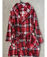 Victoria&#39;s Secret PINK Black &amp; Red Plaid Super Soft Short Short Bathrobe... - £44.66 GBP