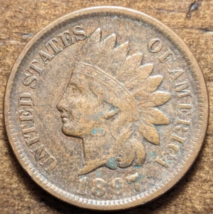 1897 Indian Head Cent Penny Very Fine VF Some Green Spotting - $7.38