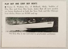 1949 Magazine Photo Play Boy &amp; Gray Boy Boats Victor Watkins Co. Holland,MI - $7.87