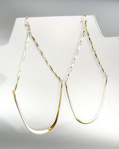 CHIC Urban Anthropologie 4&quot; Long Gold Metal Flat Bone Chain U Dangle Earrings - £13.79 GBP