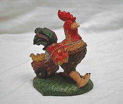 Colorful Rooster Red Jacket Pulling Chicks in Wagon Country Farm Resin F... - £11.64 GBP