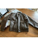 Preston And York Vintage Leather Bomber Jacket Brown Genuine Leather Men... - $94.05