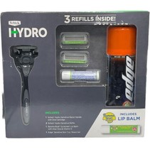 Schick HYDRO Razor Gift Set 3 REFILLS EDGE 7oz Shaving Gel Banana Boat L... - £19.38 GBP