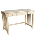 Unfinished Wood Computer Desk with Pull-Out Keyboard Tray and Drawer - $7,759.66 MXN
