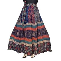 Damen Wickelrock Jaipur Indisch Baumwolle Maxi 38 &quot;( Freie Größe Bis 46 &quot; XXXL ) - £25.68 GBP