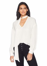 Ramy Brook Top Tori Tie Neck Silk Blouse Ivory Long Sleeve SZ XS New $345 - $111.20