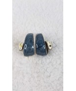Vintage 1.5&quot; Stud Earrings Silver Tone Blue Off White Enamel Corkscrew C... - £11.82 GBP
