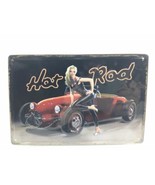Hot Rod Pin-Up Girl 3D Tin Metal Sign 12”x 8” Approx Blonde Woman W/ Vin... - £8.54 GBP