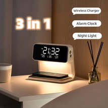 Creative 3 In 1 Bedside Lamp Wireless Charging LCD Screen Alarm Clock  Wireless  - $69.99+