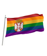 Pride Flag Serbia  3x5 outdoor, Size -3x5Ft / 90x150cm, Garden flags - $40.41 CAD