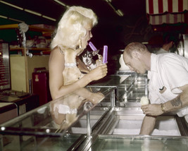 Jayne Mansfield ice cream parlor with dog licking popsicle 16x20 Canvas Giclee - £54.92 GBP