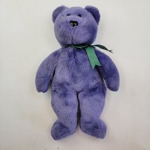 2000 TY Beanie Buddies 14" Purple Employee Bear Plush Stuffed Animal Toy - $4.74