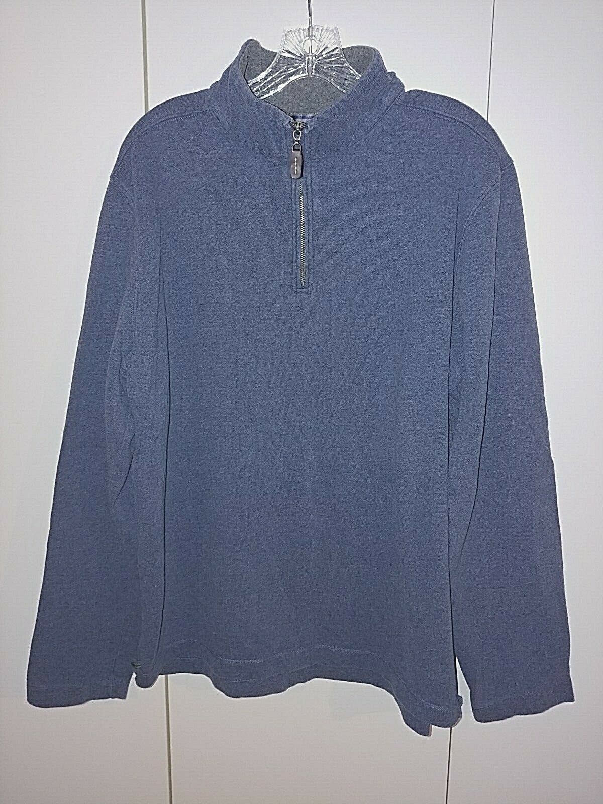 L. L. BEAN MEN'S BLUE 1/2-ZIP 100% COTTON SOFT SWEATSHIRT-L-GENTLY WORN-GREAT - $8.90