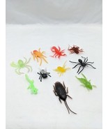 Lot Of (10) Rubber/Plastic Bug Toys 2-3&quot; Spider Fly Cricket Cockroach - $223.03 MXN