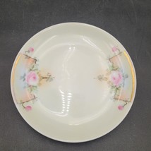 Antique Hutschenreuther Hand Painted Porcelain Plate Pink Flowers Signed KP - $17.32