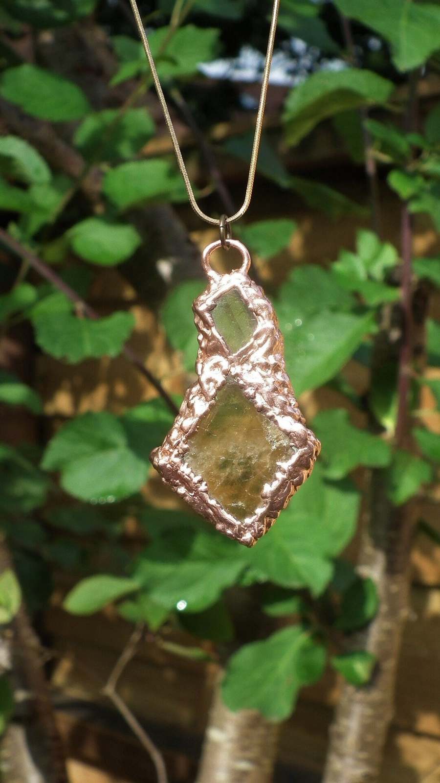 Raw Honey Calcite pendant / Red copper / Electroformed copper / Free Cop... - $54.95+
