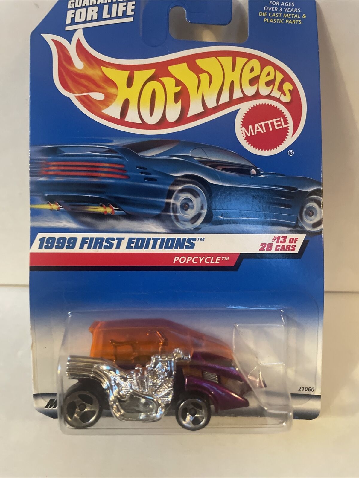 Primary image for 1999 Hot Wheels #913 First Editions 13/26 POPCYCLE Purple Variant w/Chrome 3 Sp