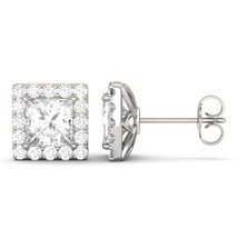 3Ct Princess Cut Moissanite D/VVS1 Stud Earrings 14K White Gold Screw Back - £145.33 GBP