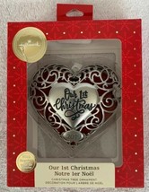 Our First Christmas 3-D Silver Metal Heart photo frame  2019 Hallmark Ornament - £13.28 GBP